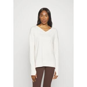 ATHLETA Plus Tops Beige Coaster Luxe V-Neck Sweatshirt 1X